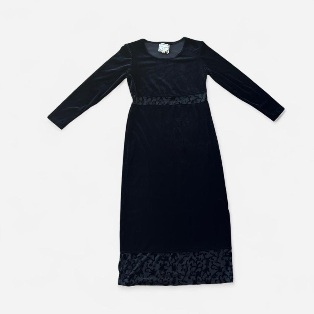 Vintage 90s Velvet Burnout Black Dress Size Small P Fairygrunge Whimsigoth Y2K